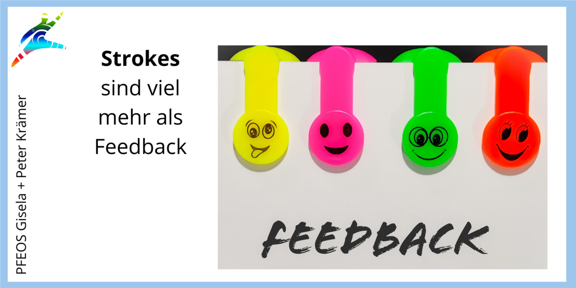 Bunte Smiley-Magnete und das Wort "Feedback" als Symbol für Strokes